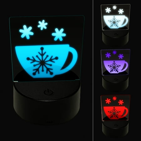

Tea Coffee Cup Snowflake Details Winter LED Night Light Sign 3D Illusion Desk Nightstand Lamp