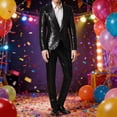 thumbnail image 2 of JAJAHO Sparkly Sequins Suit Set For Men Business Dress Wear Long Sleeve Glitter Button Up Slim Fit Suit Jacket Pants For Formal Wedding 2 Piece Soft Outfit, 2 of 7