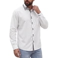 thumbnail image 4 of INSPIRE CHIC  Men's Dress Shirt Contrast Collar Long Sleeve Button Down Shirt  M White, 4 of 6