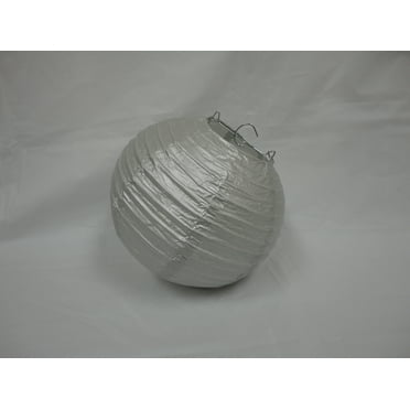 8" SILVER CHINESE PAPER LANTERNS 10 COUNTS