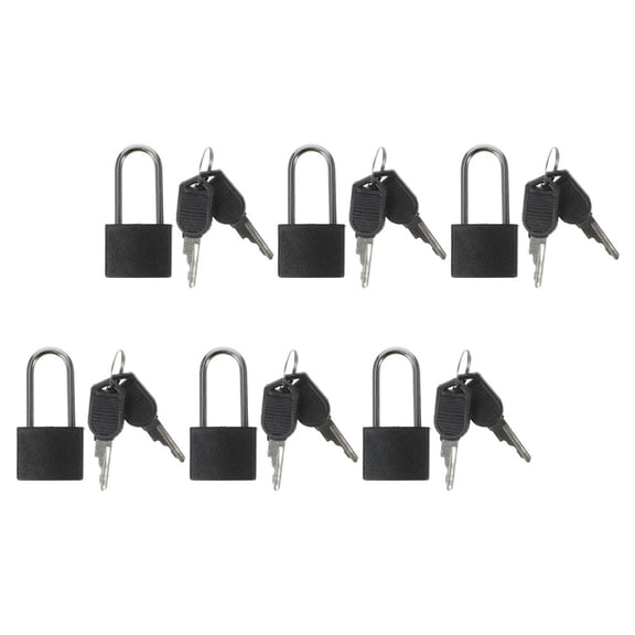 UPOUART 6-Pack Small Padlocks for Home Use, Black Plastic and Copper Alloy, Includes Keys, 1.8x0.9x0.4in Security Locks