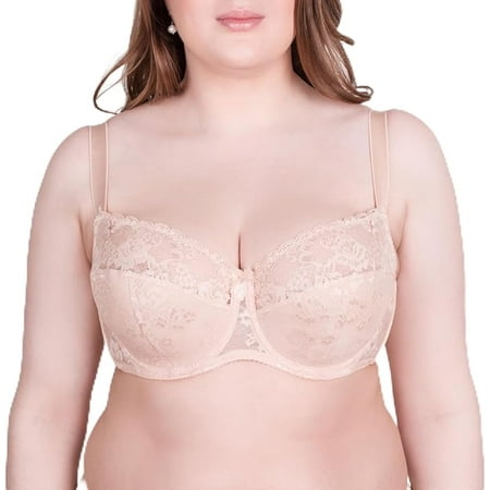 MILAVITSA Bra with Underwire  Balconette with Lace and Extra Support Nude  Size 38C