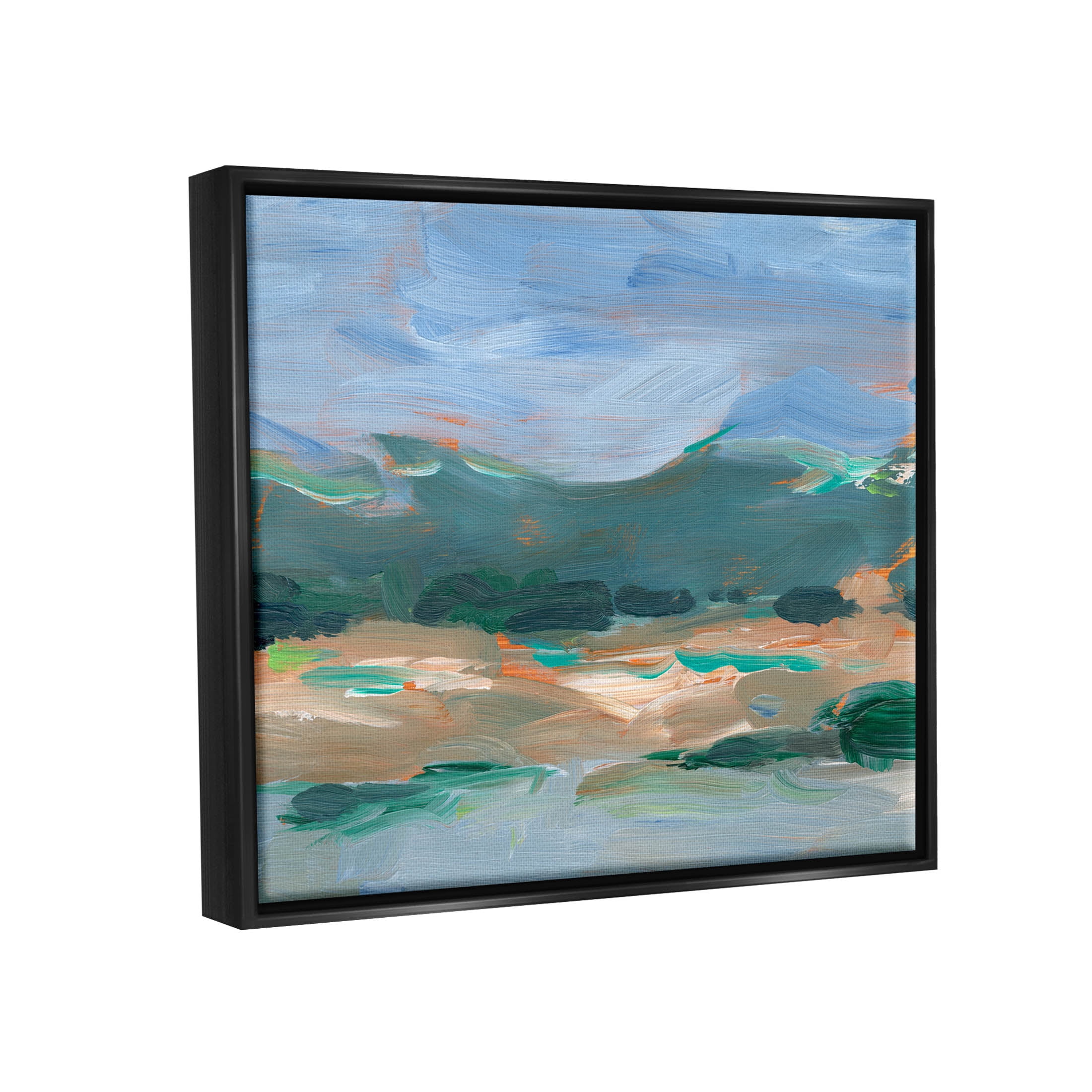 Abstract Landscape Blue Sky Scenery Landscape Painting Jet Black Framed Art Print Wall Art