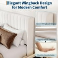 thumbnail image 3 of Full Size Velvet Bed Frame/Vertical Channel Tufted Wingback Headboard/Upholstered Platform Bed/Wood Slats/No Box Spring Needed/Easy Assembly/Beige, 3 of 9