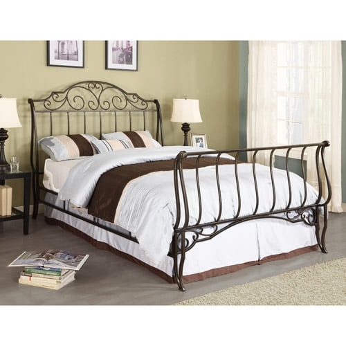pics Metal Sleigh Bed Frame Queen adison sleigh queen metal bed brushed gold