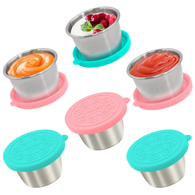 Recipiente para aderezo para ensaladas Qukaka, 80 ml x 6, inoxidable, a prueba de fugas