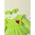 thumbnail image 3 of ZAXARRA Nouveau-Né Bébé Filles Partie Robe à Manches Longues Coeur Imprimé Tulle Robe + Bandeau Ensemble Vêtements d'Hiver Automne Mignon, 3 of 6