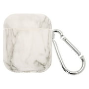 Claire's White Marble Silicone Earbud Case Cover - Compatible with Apple AirPods