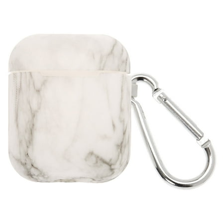 Claire's White Marble Silicone Earbud Case Cover - Compatible with Apple AirPods