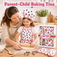 thumbnail image 6 of Rirool Kids Baking Set, 11-Piece White Cupcake Print Junior Chef Costume and Pretend Play Kit with Apron, Hat, Oven Mitt, Pot Holder, Whisk, Wooden Utensils and 4 Cookie Cutters, Ages 3-6, 6 of 8