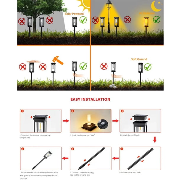 Atmósfera decoración luz tungsteno lámpara solar para jardín para uso en exteriores de Yard Street Hugtrwg Para estrenar