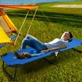 thumbnail image 3 of Gymax Blue Folding Camping Bed Outdoor Military Cot Sleeping, 3 of 10