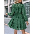 thumbnail image 3 of Womens Long Sleeve Fall Dresses 2025 Button Up Waist with Belt A-Line Mini Dress Casual Fall Winter Dress Dark Green M, 3 of 8