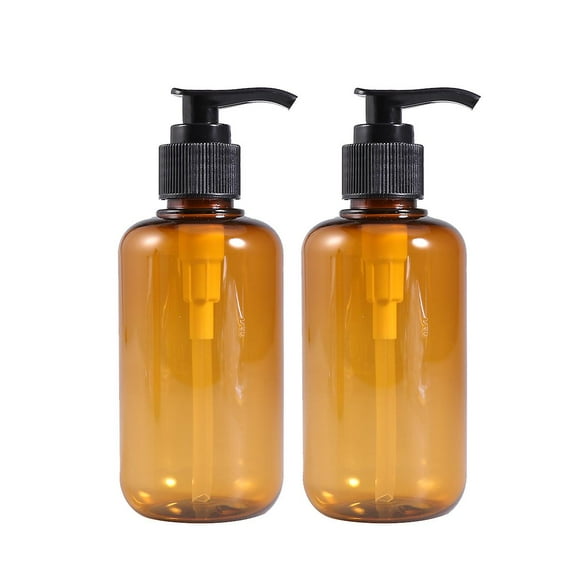 2PCS 300ML PET Shampoo Pump-Bottles Foaming Empty Bottle Dispenser for Facial Cleanser Liquid Soap (Tawny Bottle and Black Pump)