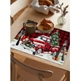 thumbnail image 3 of Placemats 1 Pack, Red Plaid Truck Christmas Woven Placemat, Linen Place Mats for Kitchen/Dining Tables, Xmas Tree Snowflake Gifts Winter Washable Table Mats for Party, 3 of 8