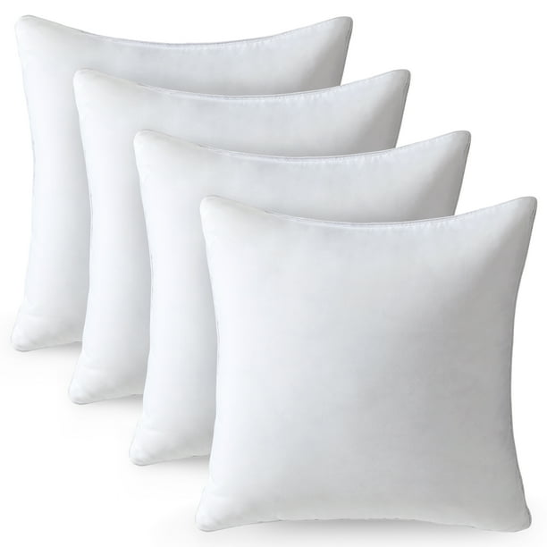 Deconovo White Throw Pillow Inserts 16x16 inch Pack of 4 Solid Square Pillow Covers for Couch
