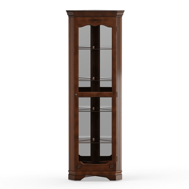 Furniture Of America Hammal 5 Shelf Corner Curio Cabinet Walnut Com Furniture Of America Hammal 5 Shelf, China Curio Cabinets Furniture