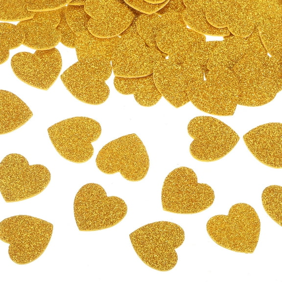 Uxcell 60Pcs Glitter Foam Stickers 1" Self-Adhesive Heart-Shape Stickers Gold
