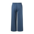 thumbnail image 4 of Women High Waisted Wide Leg Pants Fashion Drawstring Elastic Trousers Comfy Straight Leg Women Dress Clothes (3-Blue, S), 4 of 5