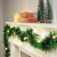 thumbnail image 6 of 33FT Christmas Tinsel Garland Metallic Twist Garland with Lights,Christmas Decorative Ribbon with Dark Green Base White and Green Snowflake Fringe and Red-Green Color Blocking for Holiday Scenery, 6 of 8