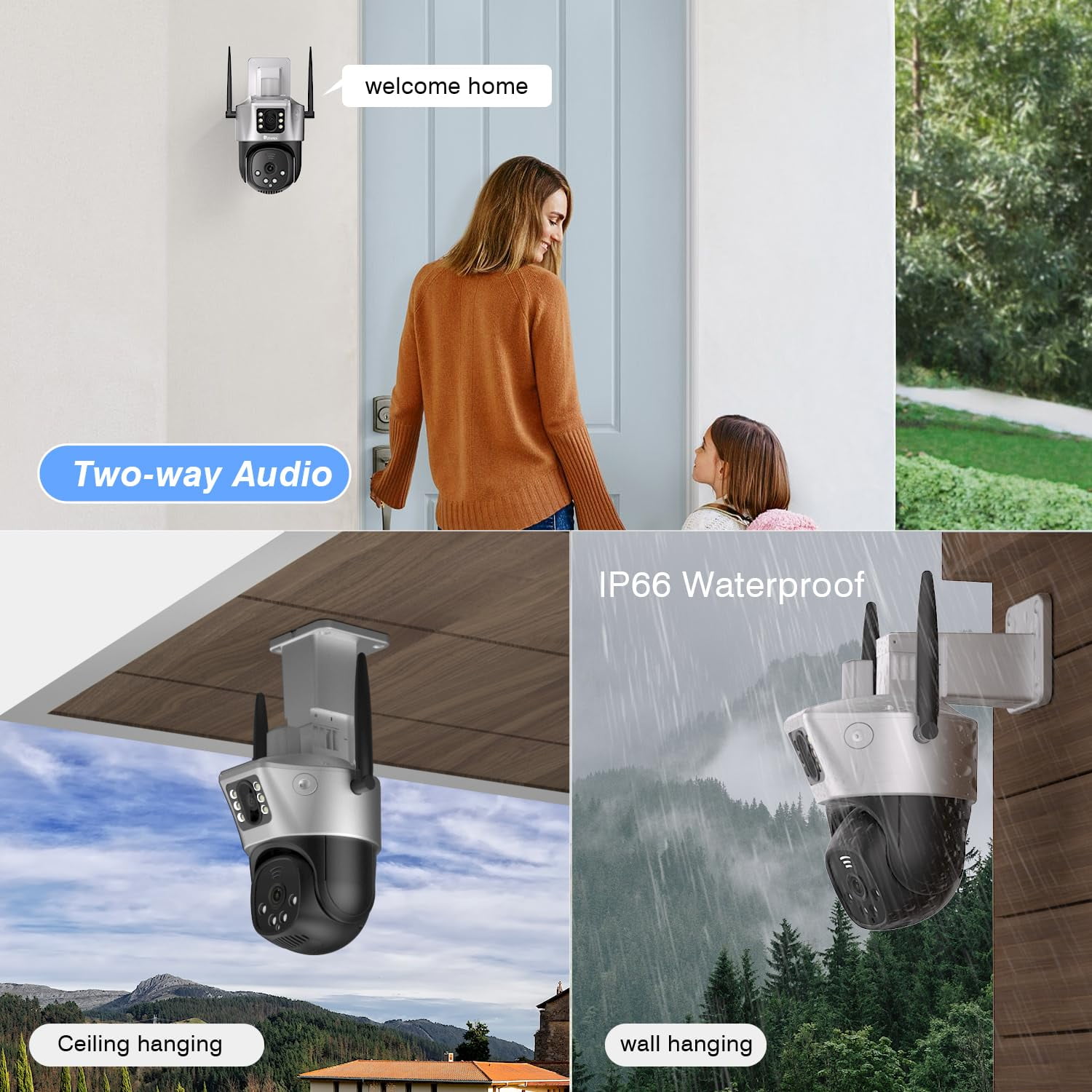 Ctronics Dual Lens Indoor Security Camera WiFi with 6X Hybrid Zoom