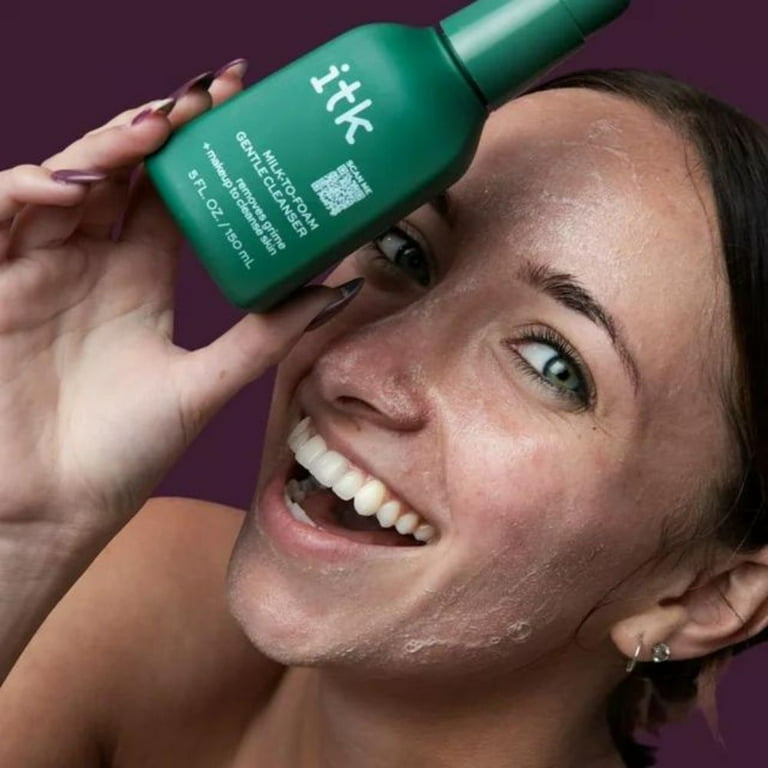 itk Milk-to-Foam Gentle Cleanser, 5 oz, Prebiotic Gel Moisturizer