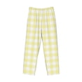 thumbnail image 6 of Daiia Lemon Yellow Checkboard Men's Sleep Pant with Pockets and Drawstring,Pajama Pants-Small, 6 of 9
