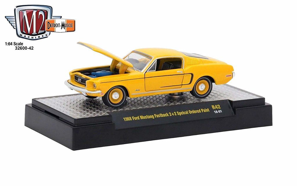 M2 Machines 1:64 Detroit Muscle Release 42 1968 Ford Mustang Fastback 2+2 Yellow 