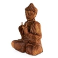thumbnail image 3 of Wooden Serene Sitting Buddha "Uttarabodhi Mudra" Statue Handmade Meditating Sculpture Figurine Home Decor Accent Handcrafted Art Modern Oriental Decor Size: 16" tall x 12" wide x 6" deep, 3 of 9