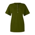 thumbnail image 5 of YMNXA Women'S T Shirts Short Sleeved Solid Color Button Fashion Comfortable Soft Top For Daily Wear Army Green L, 5 of 6