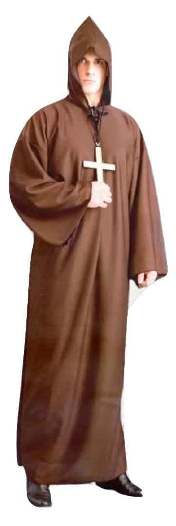 ADULTS MEDIEVAL BLACK MONK ROBE FRIAR TUCK MENS FANCY DRESS RELIGIOUS OUTFIT 