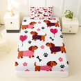 thumbnail image 3 of Homewish Pet Dachshund Twin Sheets,Dog Paws Bedding,White,Heart Balloon Decor,3pcs,1 Fitted Sheet and 1 Pillowcase, 3 of 6