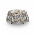thumbnail image 3 of Floral Ottoman Cover, Flourishing Spring Flowers, 2 Piece Slipcover Set with Ruffle Skirt for Square Round Cube Footstool Decorative Home Accent, Standard Size, Lavender Blue Orange, by Ambesonne, 3 of 5