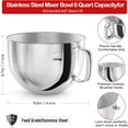 thumbnail image 3 of 6QT Stainless Steel Mixing Bowl, Flat Beater & Dough Hook 3-Piece Set for KitchenAid 5-6QT Bowl-Lift Stand Mixers, Heavy Duty, Dishwasher Safe, Compatible with Professional 600 Series, KSM5, KV25, 3 of 11