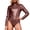 Costume 37#Brown, variant on Elegant Womens High Neck Long Sleeve Solid Color Dance Rash Guard Bodysuit for Stage Performance Gymnastics Party Evening