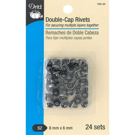 Dritz Double-Cap Rivets, 8mm Cap x 6mm Post, 24pk, Gunmetal