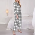 thumbnail image 3 of Goofa Gray Checkboard Printed Women’s 2 Piece Pajama Set Super,Pajamas Women's Long Sleeve Sleepwear Soft Button Down Loungewear Pjs Lounge Set Nightwear-Small, 3 of 9