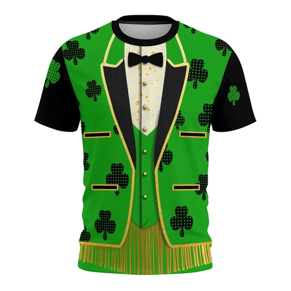 St Patrick's Day Shirt Men O Neck Printed Short Sleeve T-Shirt Novelty 3D Graphic T Shirts Irish Green Blouse Casual Summer Tops