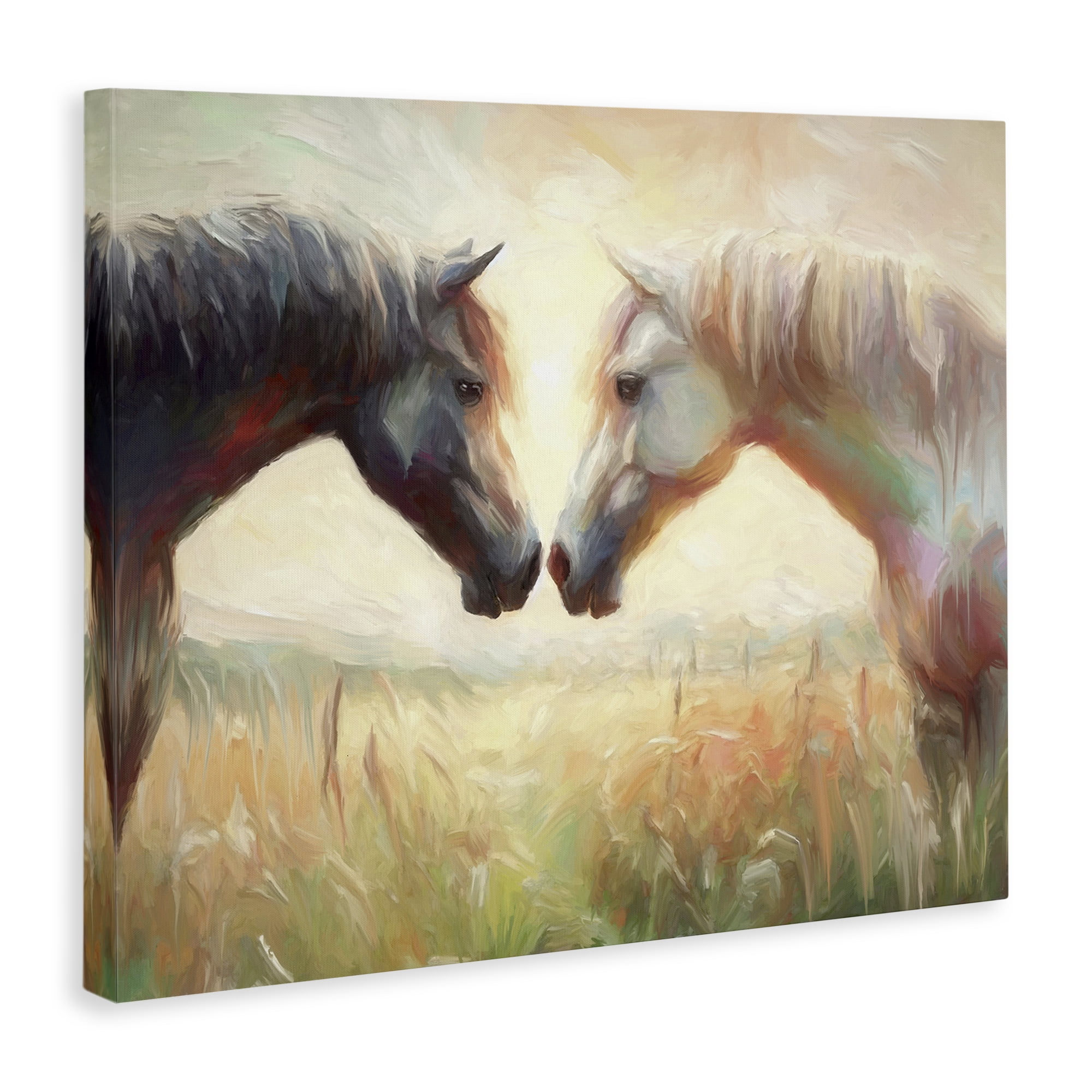 Stupell Industries Sunlit Horse Pair Animals & Insects Painting Gallery Wrapped Canvas Art Print Wall Art, 48 x 36