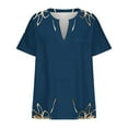 thumbnail image 4 of AKOEE Summer Plus Size Cotton T Shirts Womens Loose Fit V Neck Tops Short Sleeve L-5X Stretch Casual Large Tees (5X-Large, Navy 01), 4 of 5