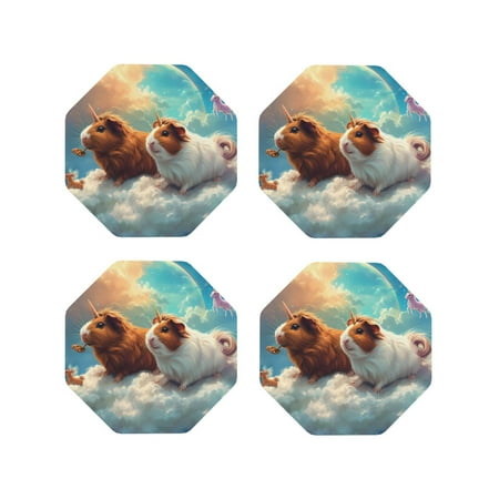 

Tideii Cloud Guinea Pig for Leather Coasters 4 Pieces Anti-fouling and Anti-scalding Decorative Coasters Suitable for Restaurants Kitchens Coffee Shops-Octagon