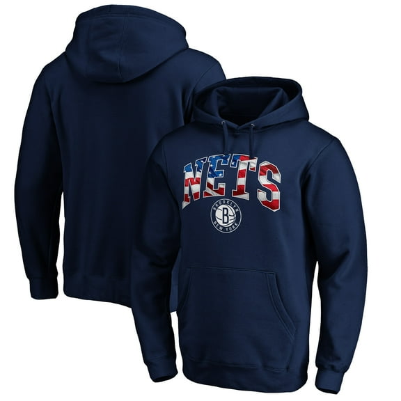 Men's Navy Brooklyn Nets Banner Wave Pullover Hoodie