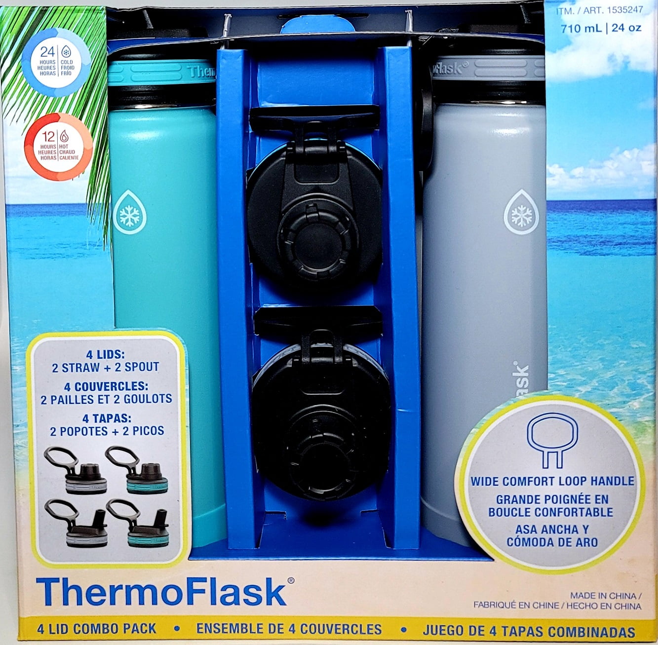 Thermoflask Stainless Steel Insulated Water Bottles 24 oz/710 ml, 4 colors  (#195742266421)