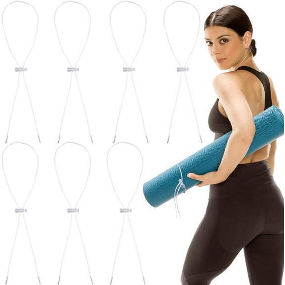 10Pcs Yoga Mat Band Strap Thin Yoga Mat Bands Polyester White Yoga Mat Storage Clasps Adjustable Carrier Slin