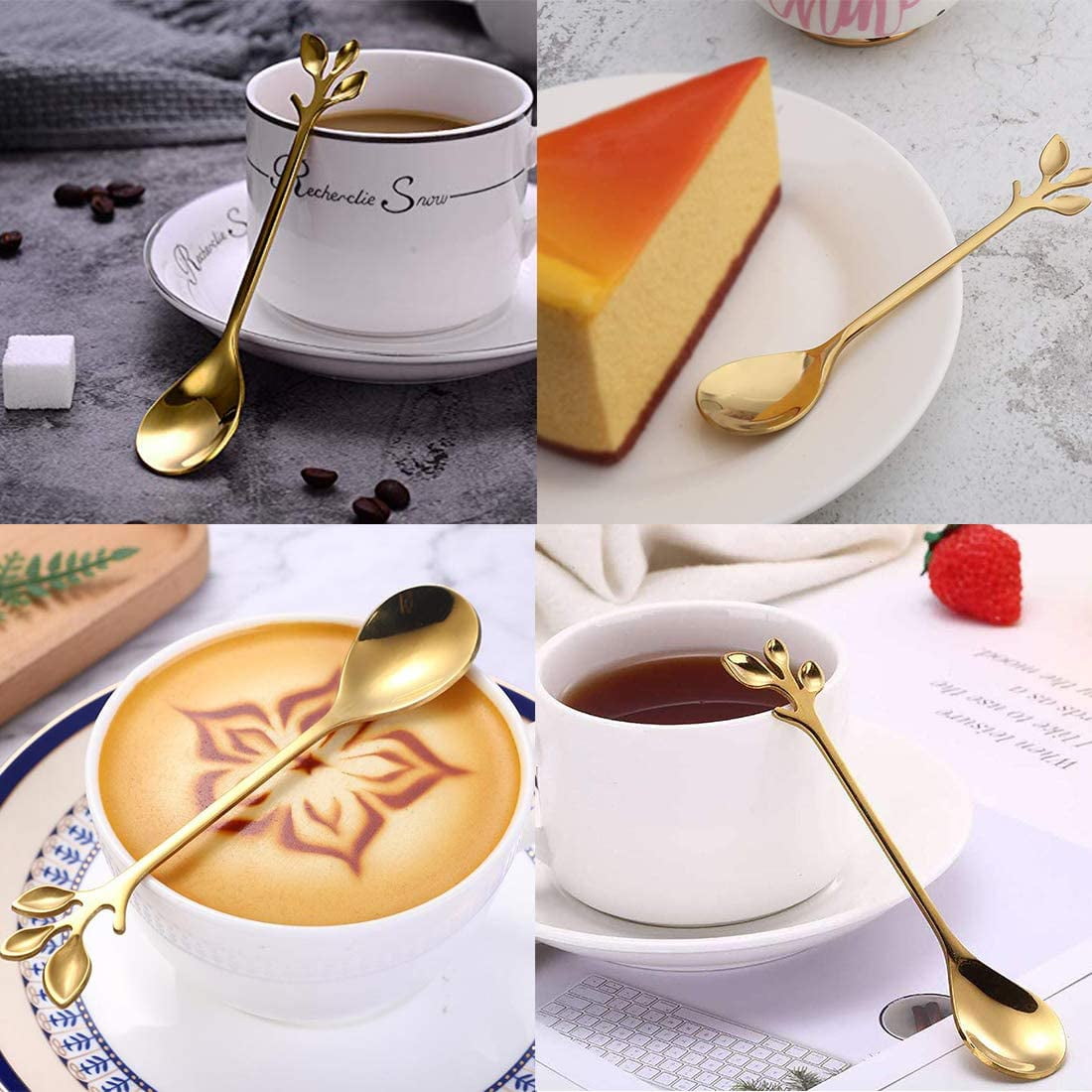 Petite Cuillère à Dessert Cuillère à Café En Acier Inoxydable 8pcs, Cuillère à Dessert Grande Cuillere