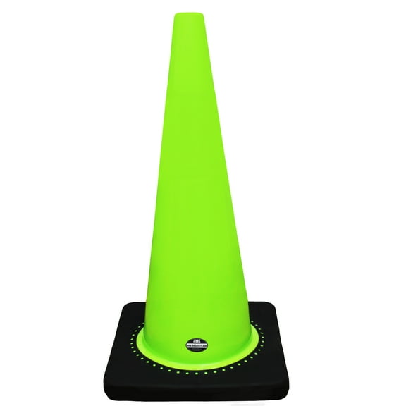 (Set of 24) 28" RK Lime Safety Traffic PVC Cones with Black Base