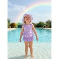 thumbnail image 5 of BemeyourBBs Toddler Baby Girl Swimsuit Infant Bathing Suit 3 Pieces Heart Dot Plaid Cow Skin Swimsuits Bow Tank Top with Ruffle Shorts Set Sun Hat Swimwear Summer Beach Wear, 5 of 9