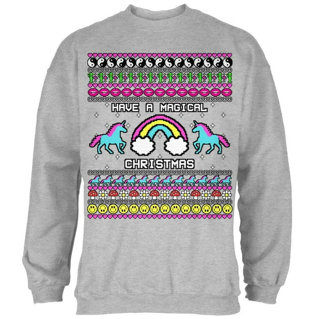 Retro 90s Rainbow Unicorn Magical Ugly Christmas Sweater Mens Sweatshirt