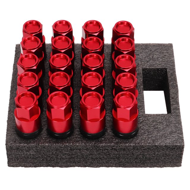 Taper Lug , Wheel Lug Nut M14x1.5 Easy Installation 20pcs Rustproof Heavy Duty For Car Red