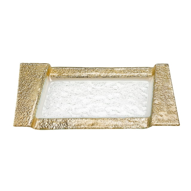 homeroots kitchen & dining 376058 13" Handcrafted Gold Snack or Vanity Tray